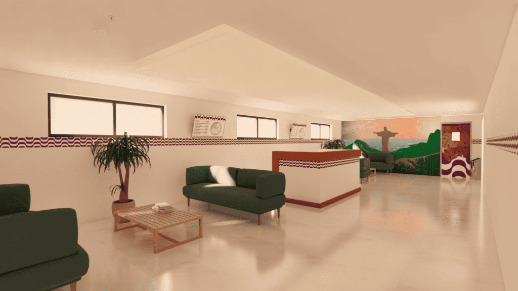 3D render of a waiting room hospital in brazil