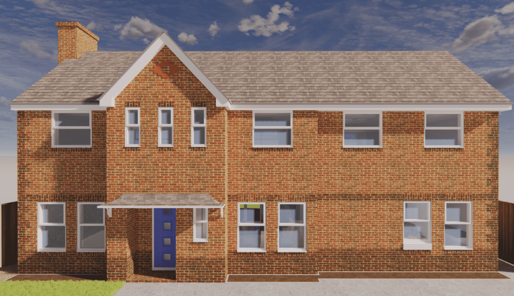 Front rendered model brick