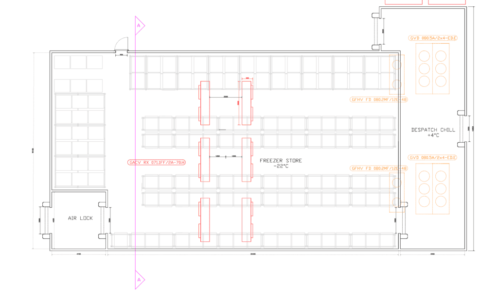 2D floorplan of a cold room layout