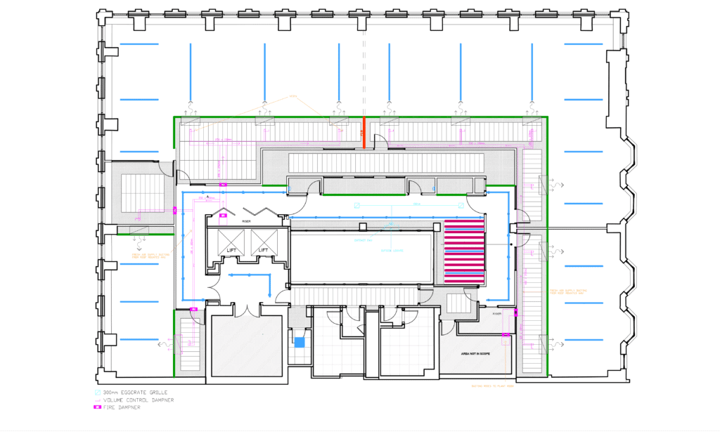 HVAC overlay plan showing pipework